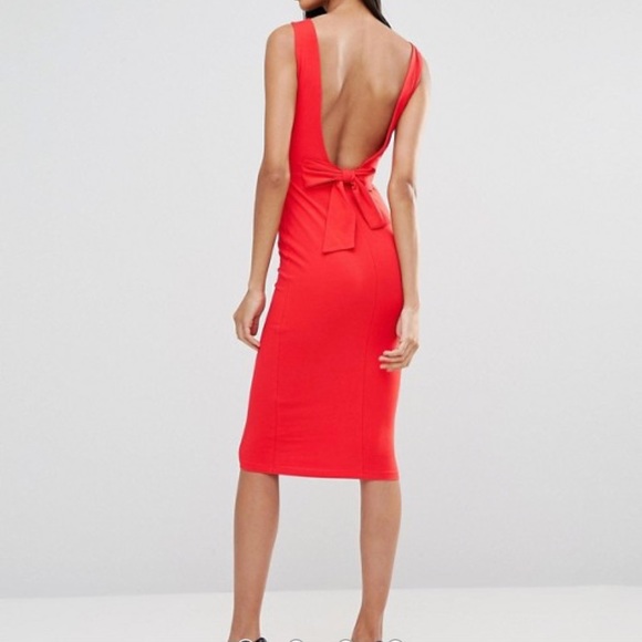 red color midi dress